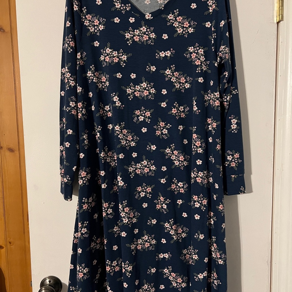 LuLaRoe Navy Floral V-Neck Dress